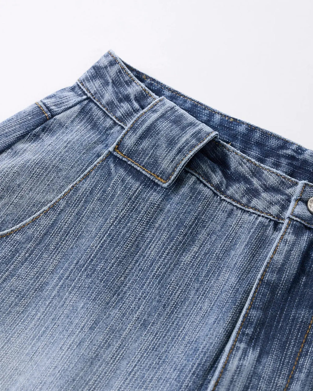 Inflation Streetwear bamboo weave barrel jeans showing the textured, tapered denim design with a relaxed fit and unique bamboo pattern.