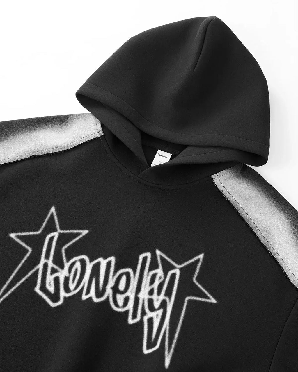 Flation Stitching Spray-Painted Hoodie featuring vibrant, artistic spray paint design on a casual streetwear hoodie.
