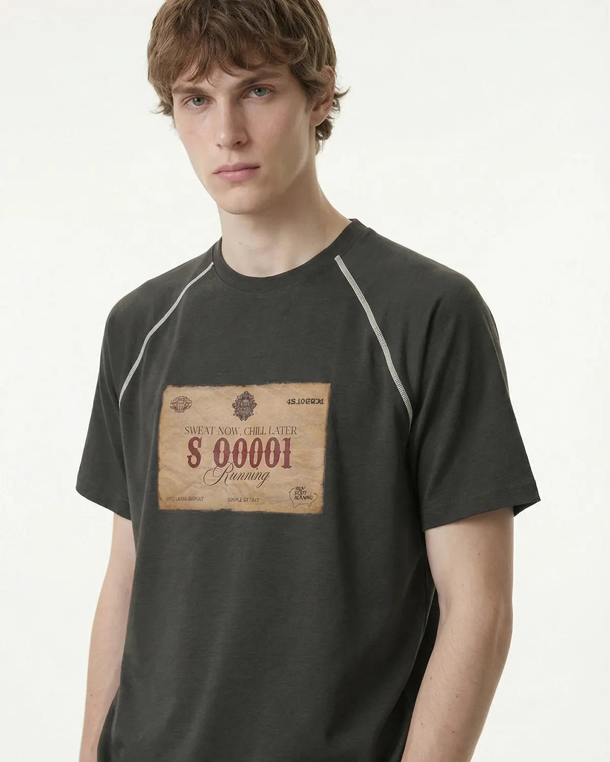 Inflation Streetwear retro graphic printing raglan T-shirt with colorful vintage-inspired design and long contrasting sleeves.
