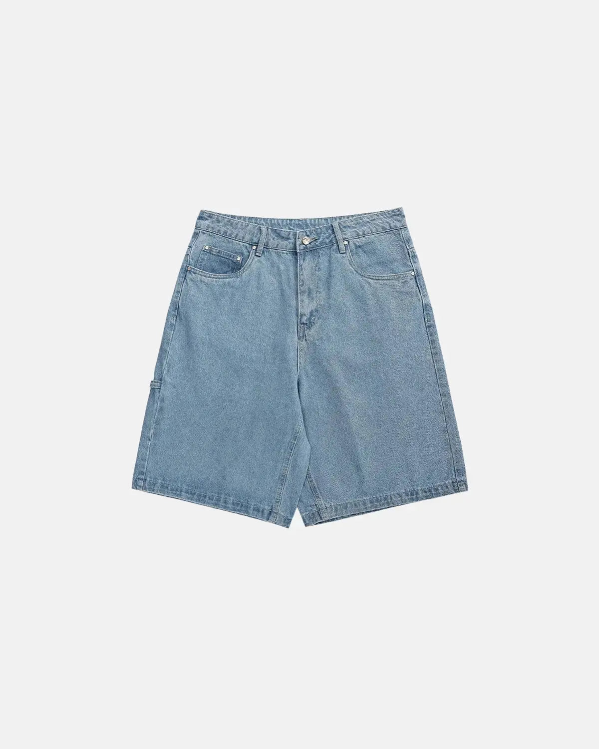 Flation Vintage Straight Washed Jorts, casual denim pants with a relaxed fit and distressed wash, displayed on a plain background.