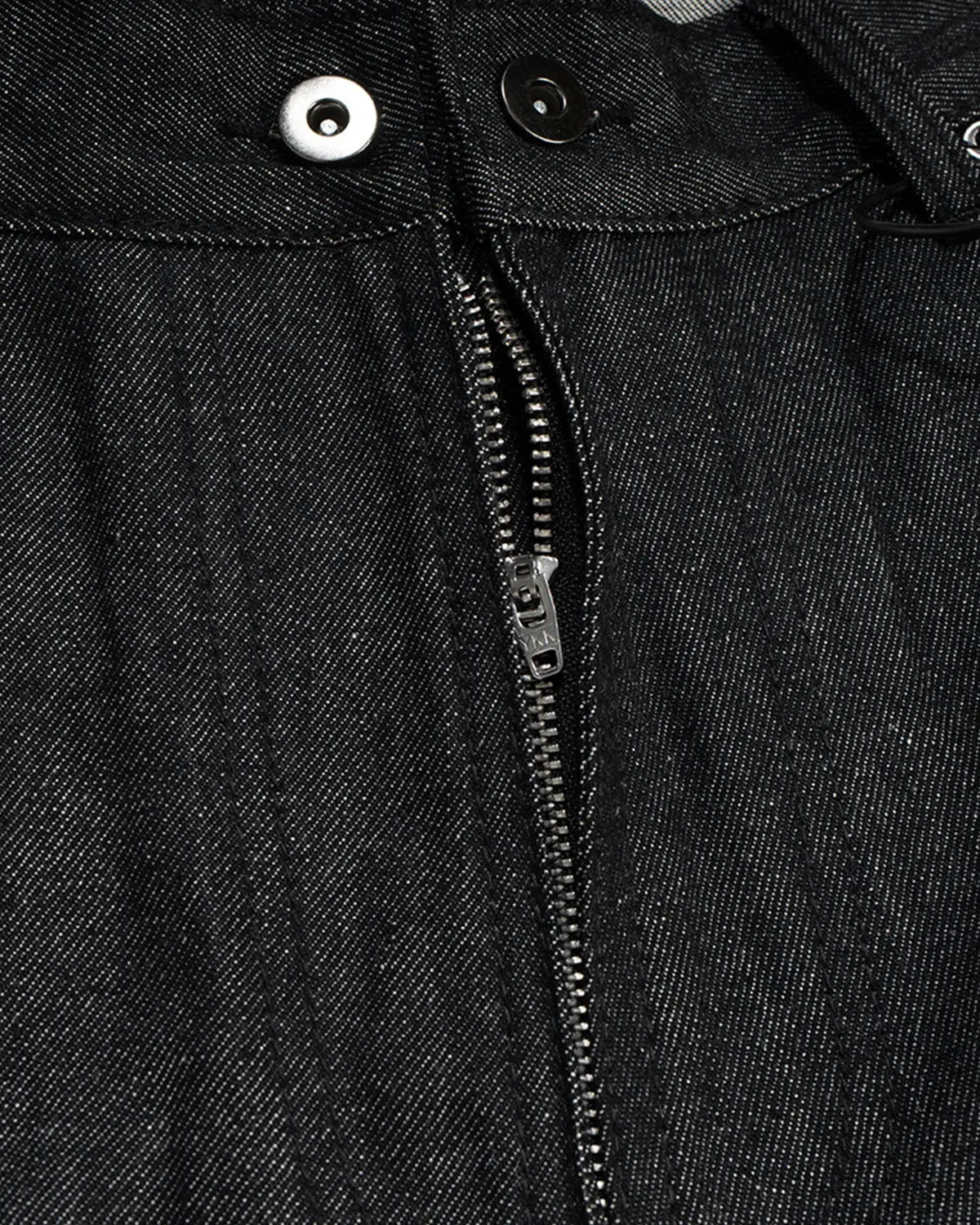 Raw denim tactical cargo jorts by INFLATION, casual streetwear pants with multiple pockets and a rugged, distressed look.