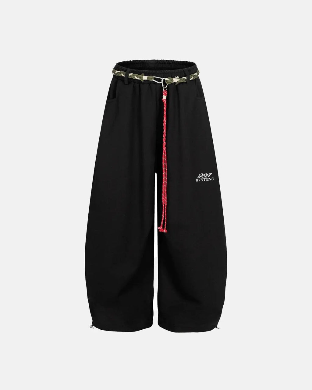 Inflation Streetwear baggy wide-leg sweatpants with elastic waistband, casual fit, and relaxed style in black.