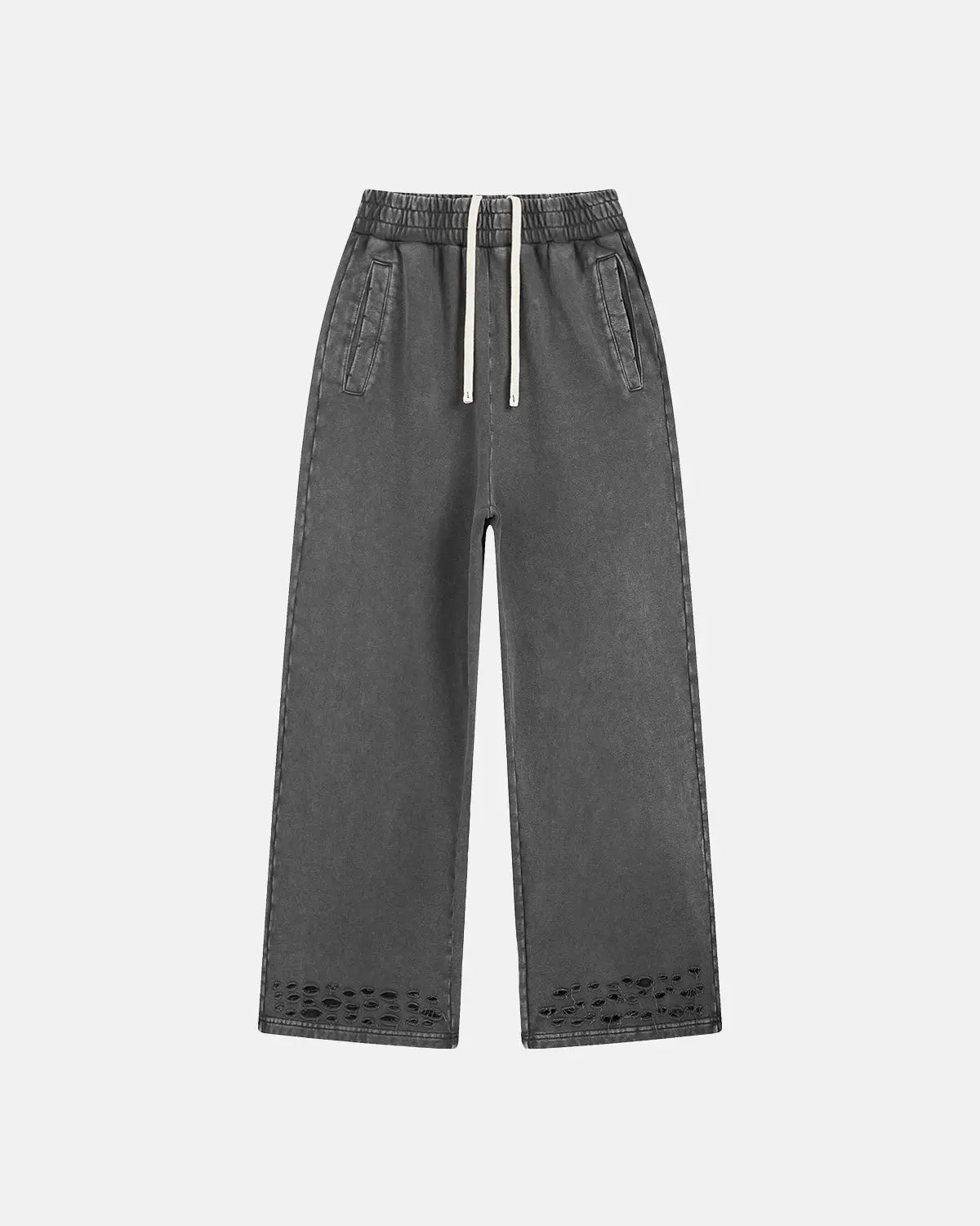 Flation ripped acid wash sweatpants with distressed details, casual streetwear pants for a trendy and relaxed look