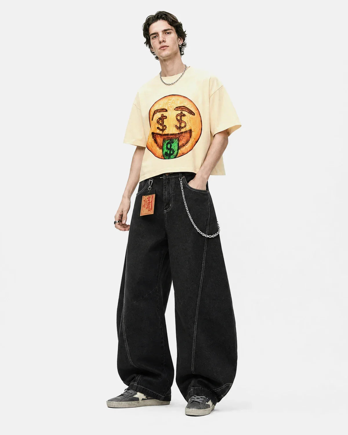 Raw Color Super Baggy Jeans by Flation Streetwear, showcasing oversized fit, distressed denim, and raw color details.