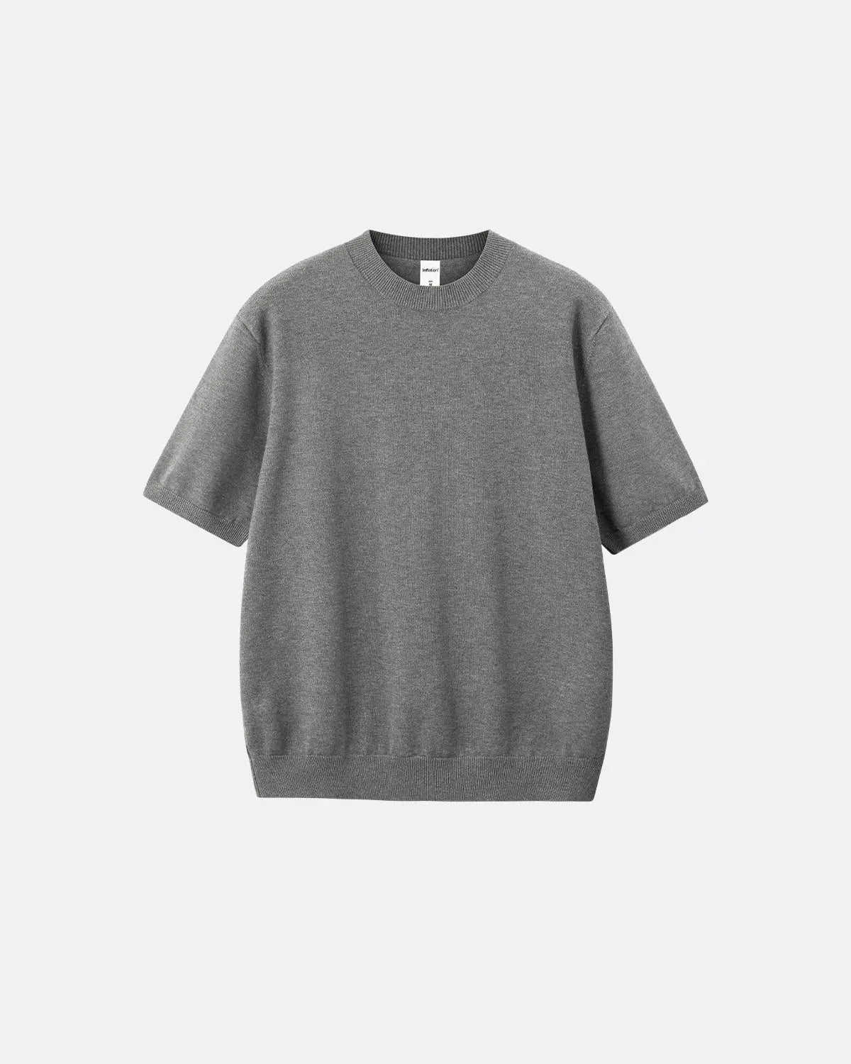 Short-sleeved knitwear crewneck sweater by INFLATION, featuring a textured fabric and classic fit, perfect for casual streetwear style.
