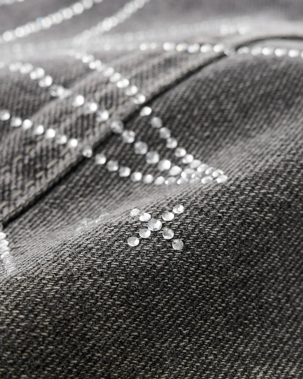 Flation streetwear barrel jeans with star graphic and rhinestone details, showcasing relaxed fit and trendy style.