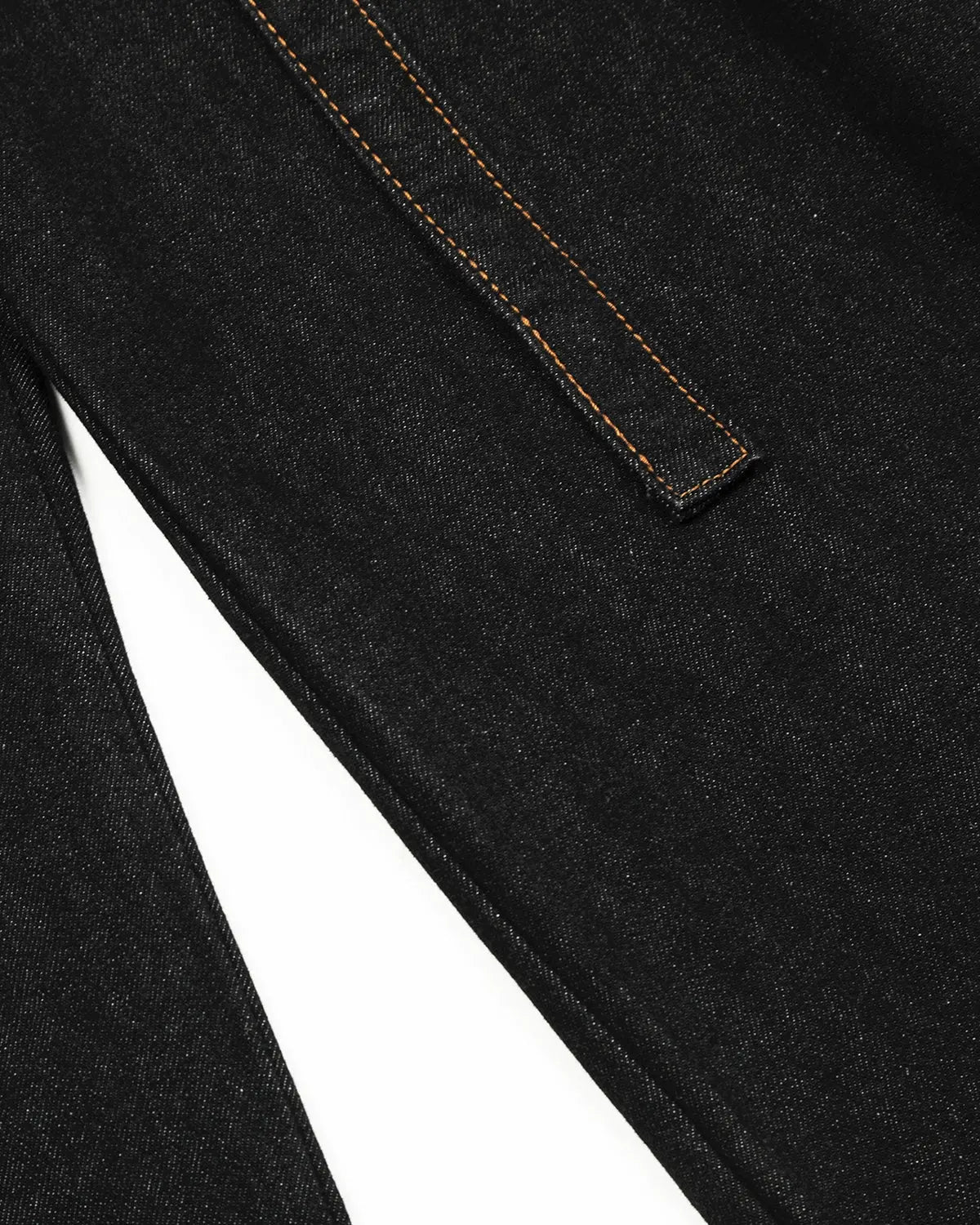 Contrast stitch raw baggy jeans by Flation Streetwear featuring relaxed fit and distressed denim with prominent stitching details.