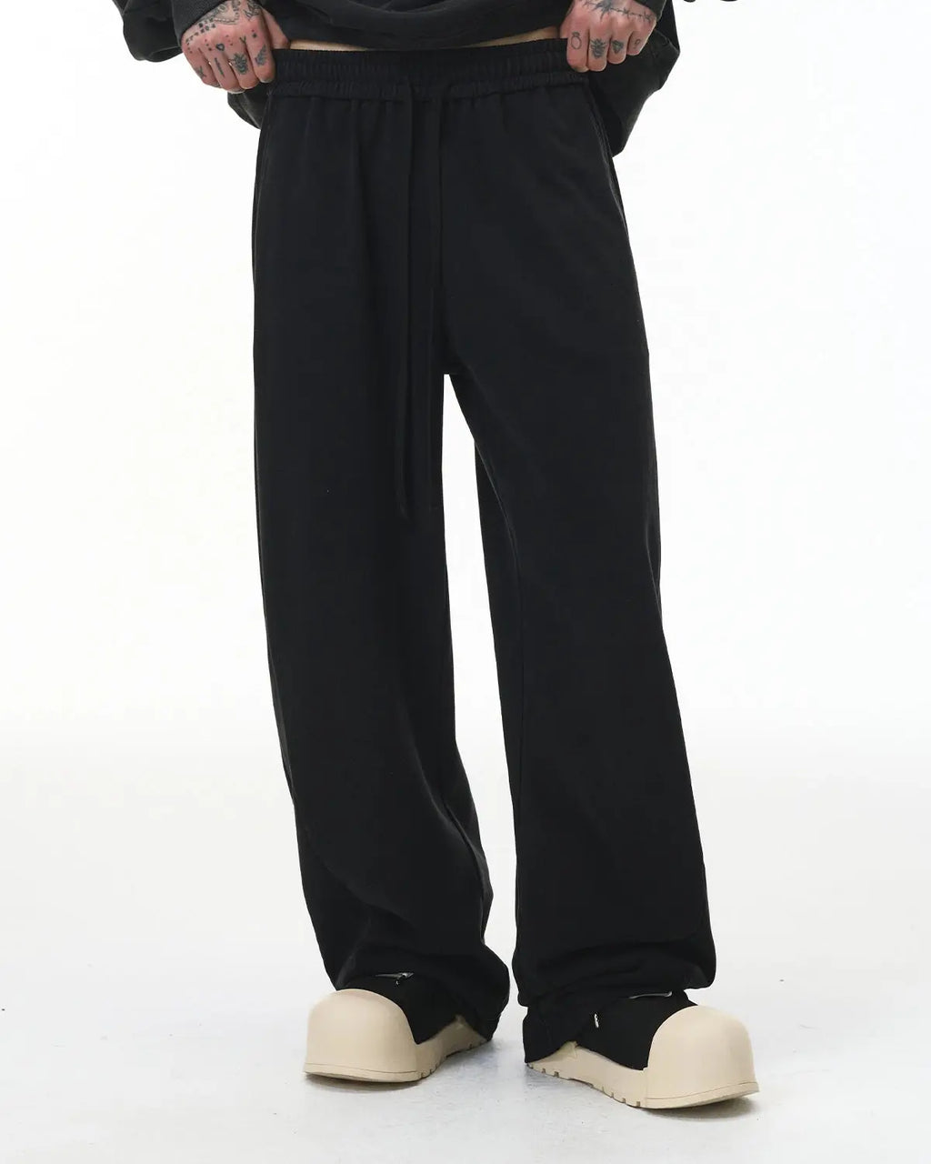 Inflation Streetwear Garment Wash French Terry straight-leg sweatpant with relaxed fit and soft fabric, shown laid flat.