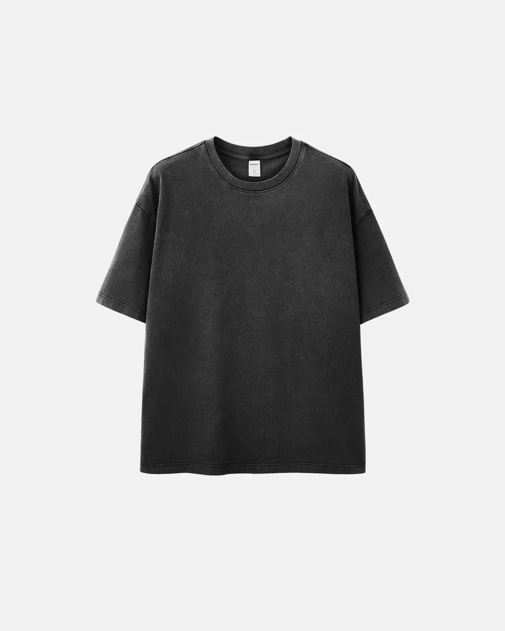 Oversized heavyweight washed T-shirt by Flation Streetwear, showing a relaxed fit with a distressed washed fabric in natural tones.