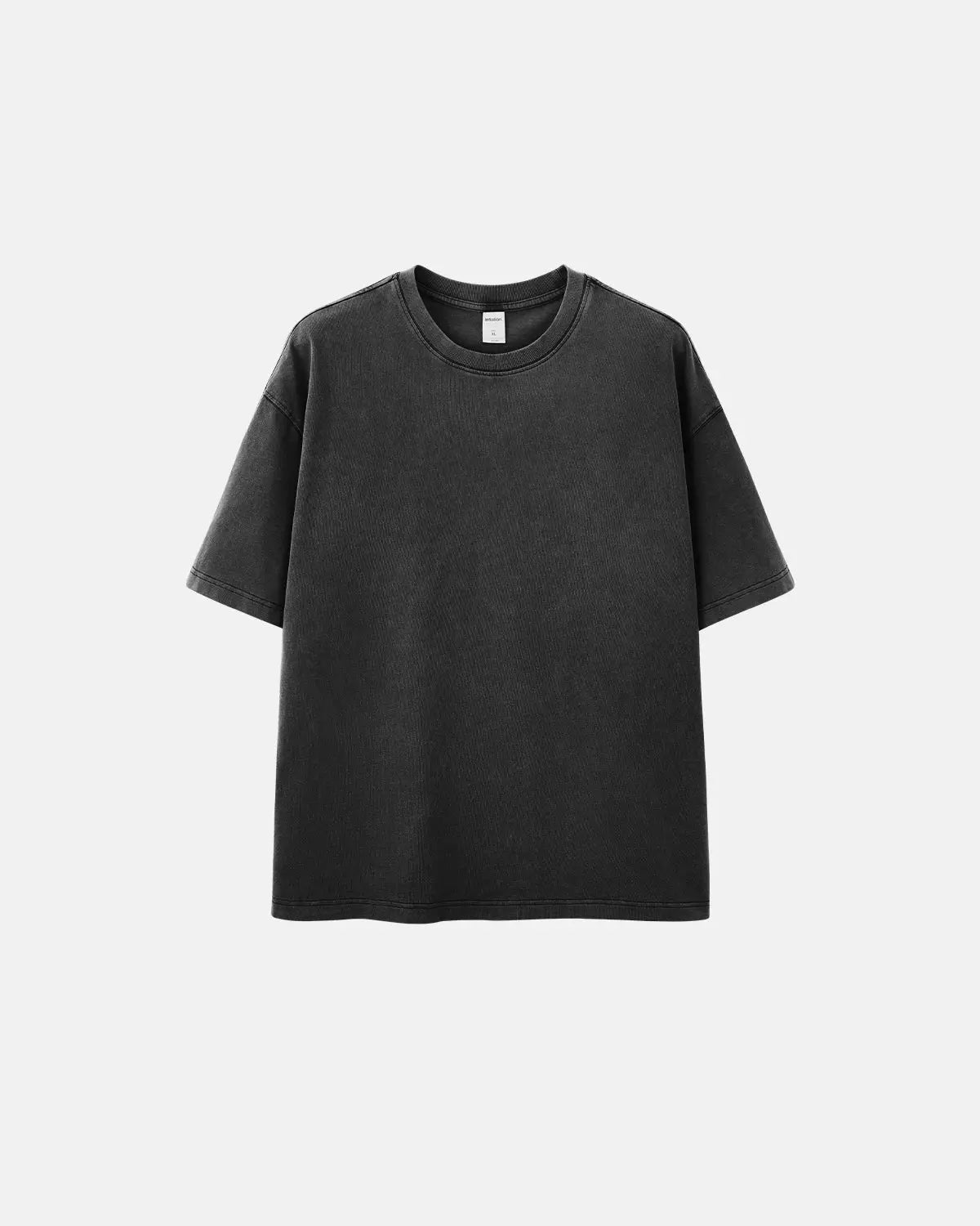 Oversized heavyweight washed T-shirt by Flation Streetwear, showing a relaxed fit with a distressed washed fabric in natural tones.