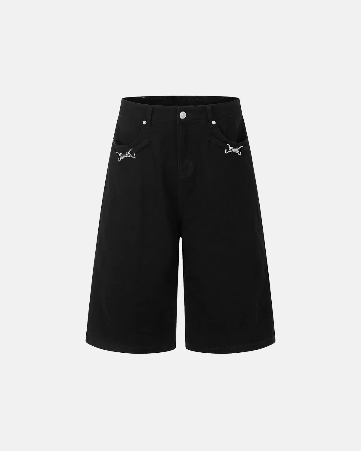 Inflation Back Buckle Longline Casual Shorts, stylish pants with back buckle detail and relaxed fit, perfect for streetwear style.