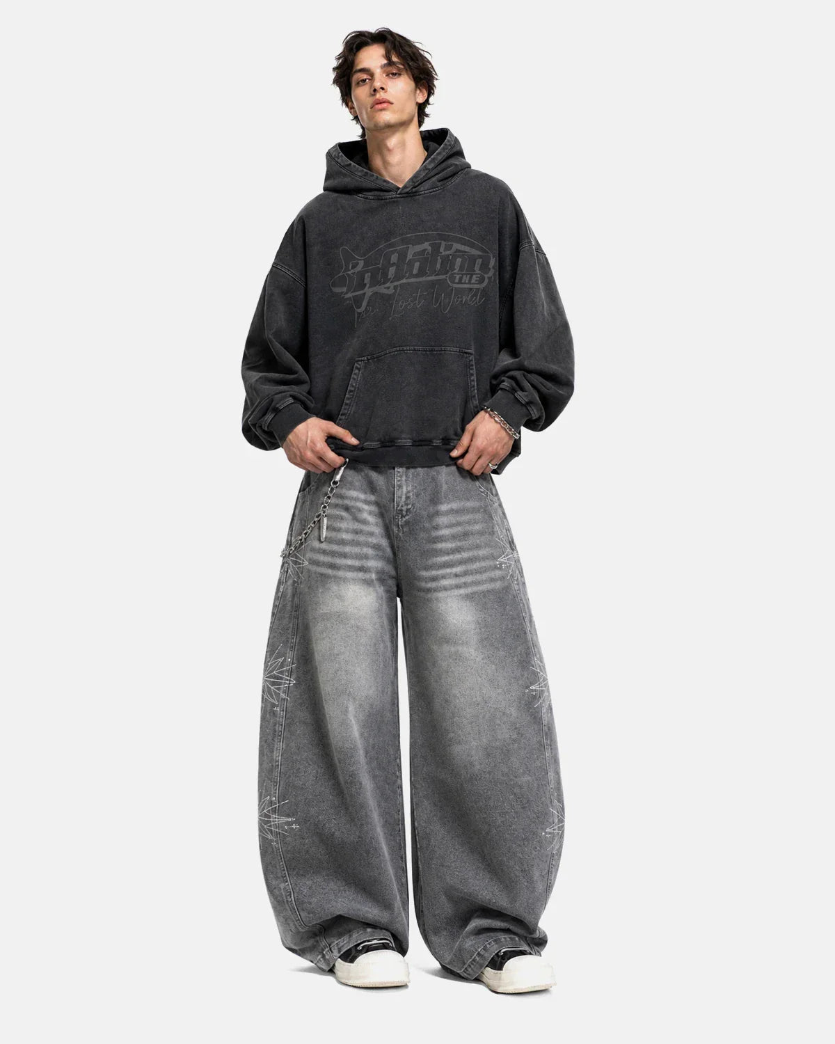 Graphic Washed Hoodie by Flation Streetwear featuring a stylish washed fabric and bold graphic design on the front.