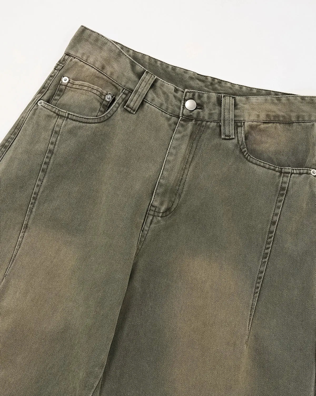 Retro acid wash baggy cargo pants by Flation, featuring relaxed fit, multiple pockets, and vintage streetwear style.
