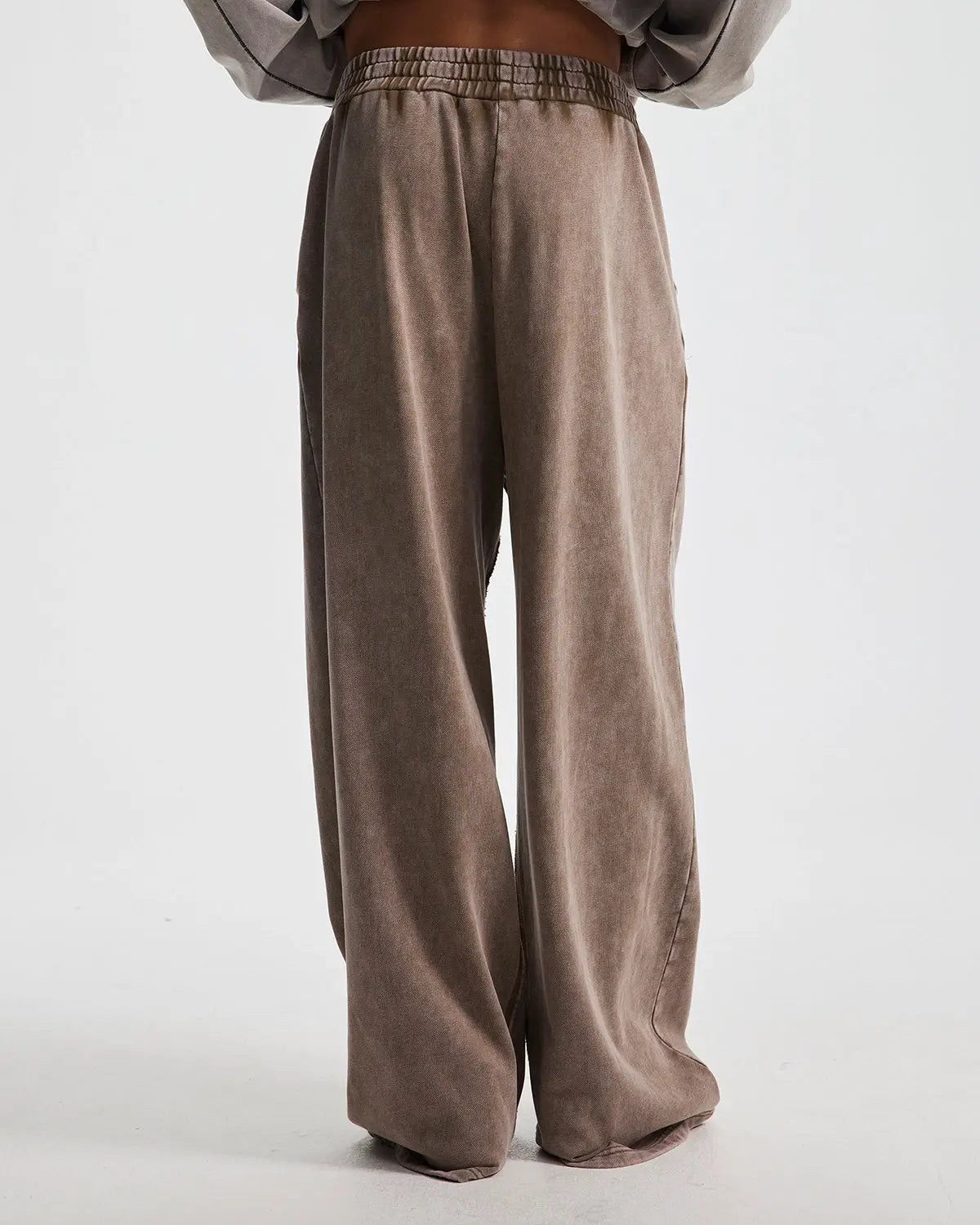 Flation Straight Leg Acid Wash Sweatpants, casual streetwear pants with a relaxed fit and distressed denim-inspired look.