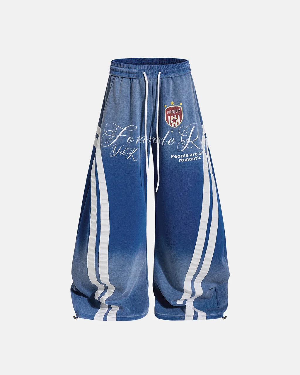 Washed stripe barrel sweatpants by INFLATION featuring a relaxed fit, bold stripe pattern, and casual streetwear style.