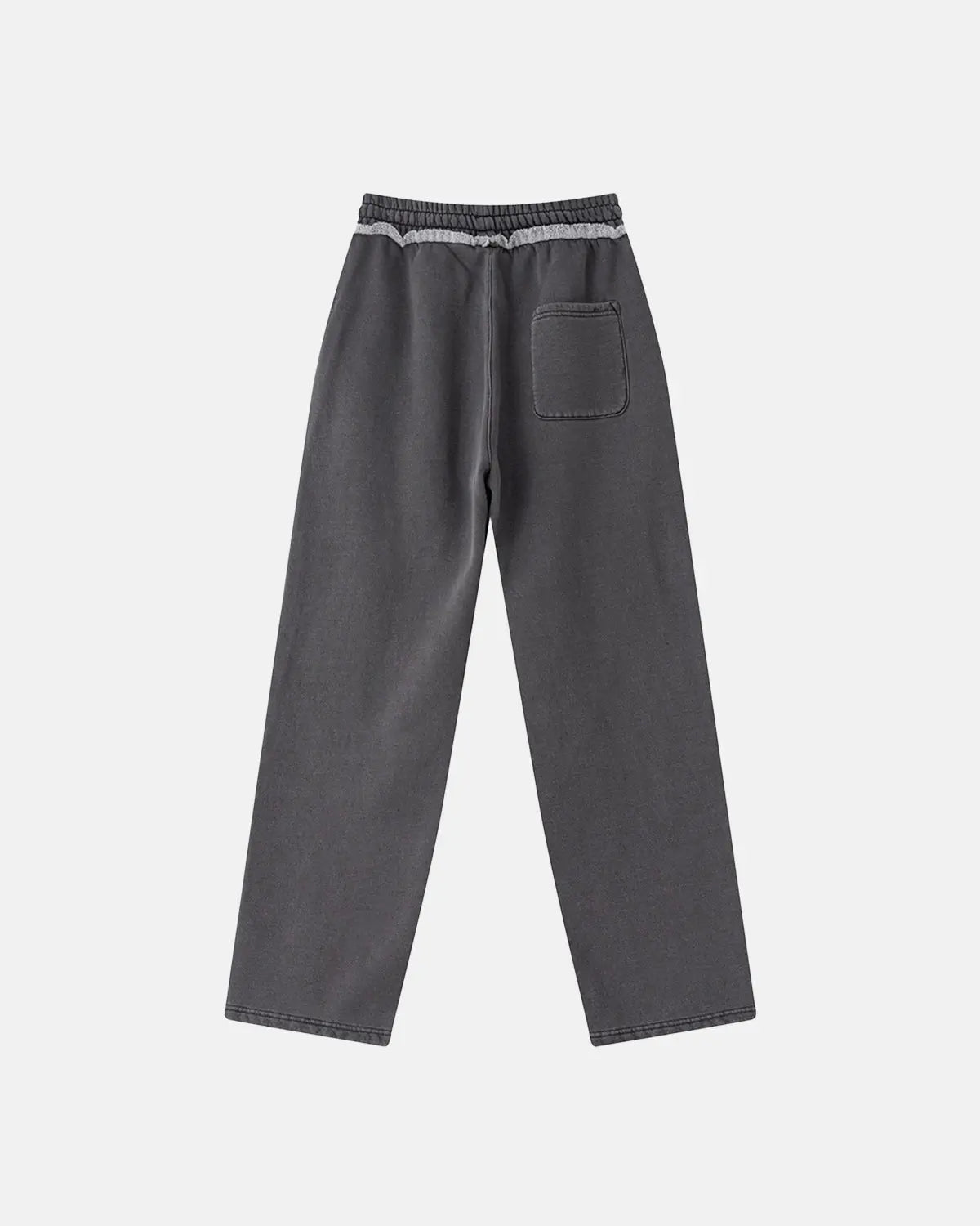 Flation Wash Patchwork Straight Leg Sweatpants shown in beige with patchwork details and relaxed fit, casual streetwear style.