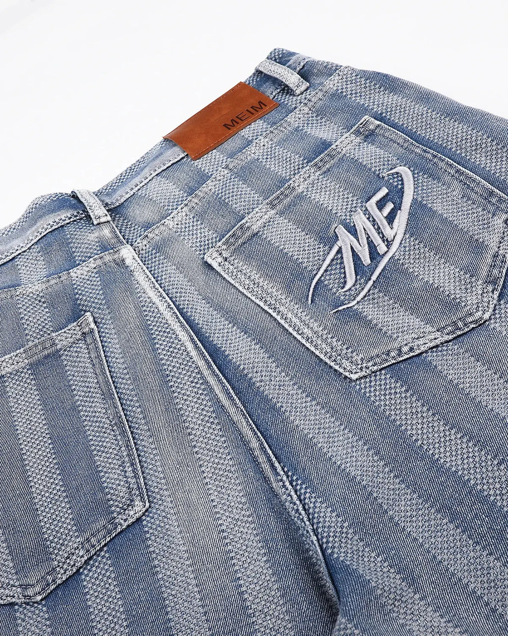 Woven texture baggy jorts from INFLATION Streetwear featuring a relaxed fit and casual denim style with woven fabric details.