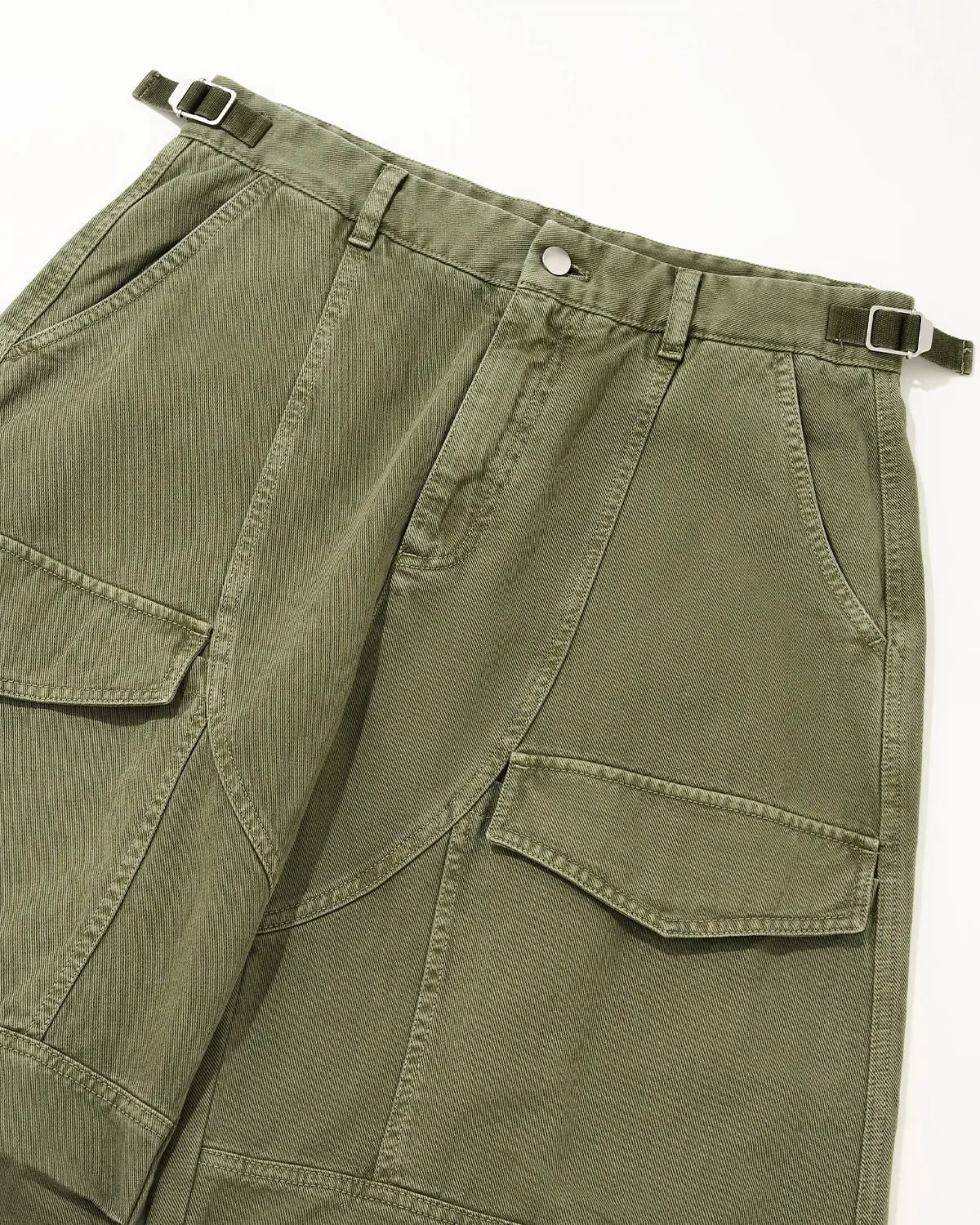Flation streetwear cargo pants with multiple pockets and garment washed finish, casual street style clothing for men or women.