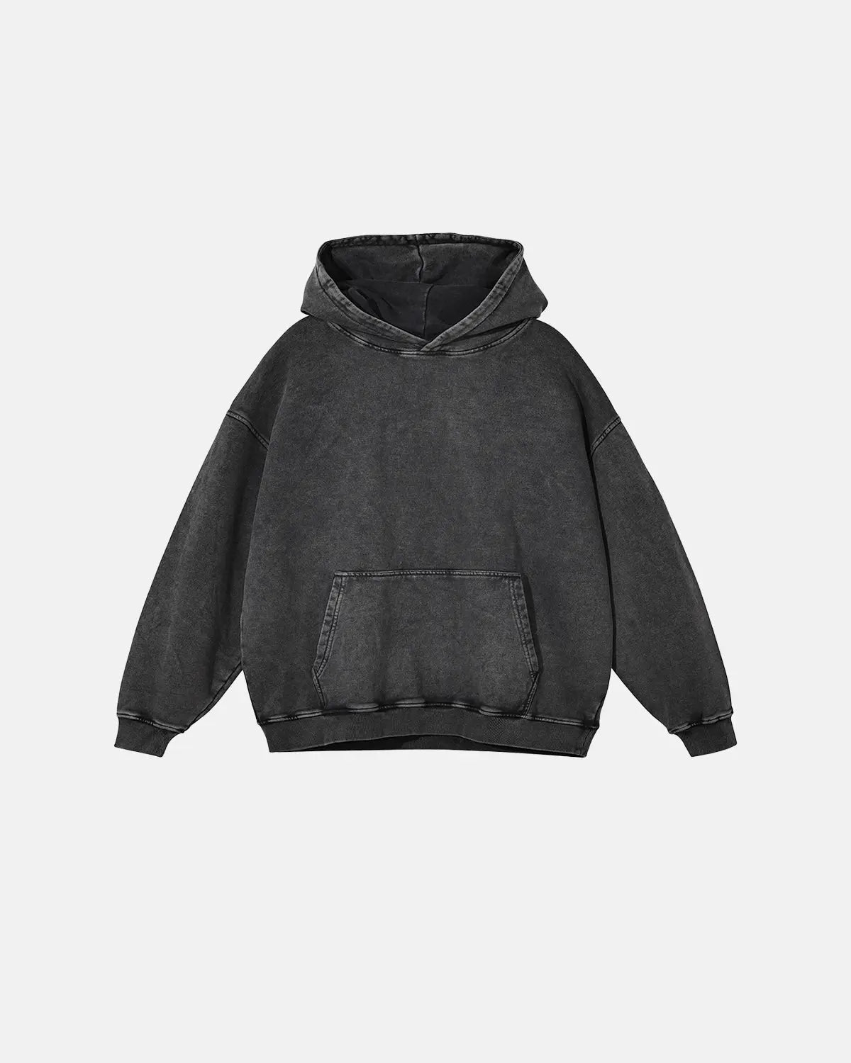 French Terry Washed Distressed Hoodie by INFLATION, streetwear hoodie with a relaxed fit and distressed details, casual and stylish.