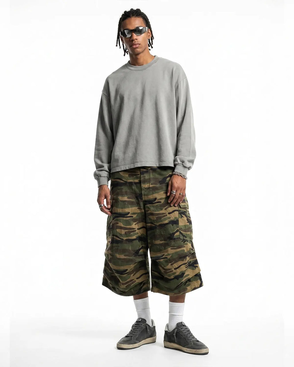 Distressed washed long sleeve tee by Flation Streetwear featuring a relaxed fit and vintage-inspired, faded fabric.