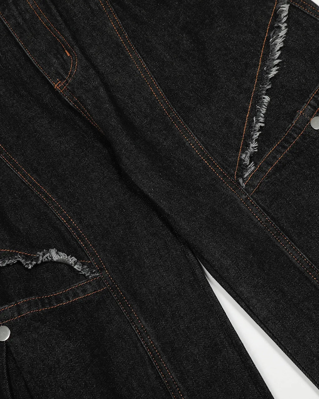 Black Super Barrel Jeans by Flation Streetwear, stylish men's pants featuring a relaxed fit and modern streetwear design.