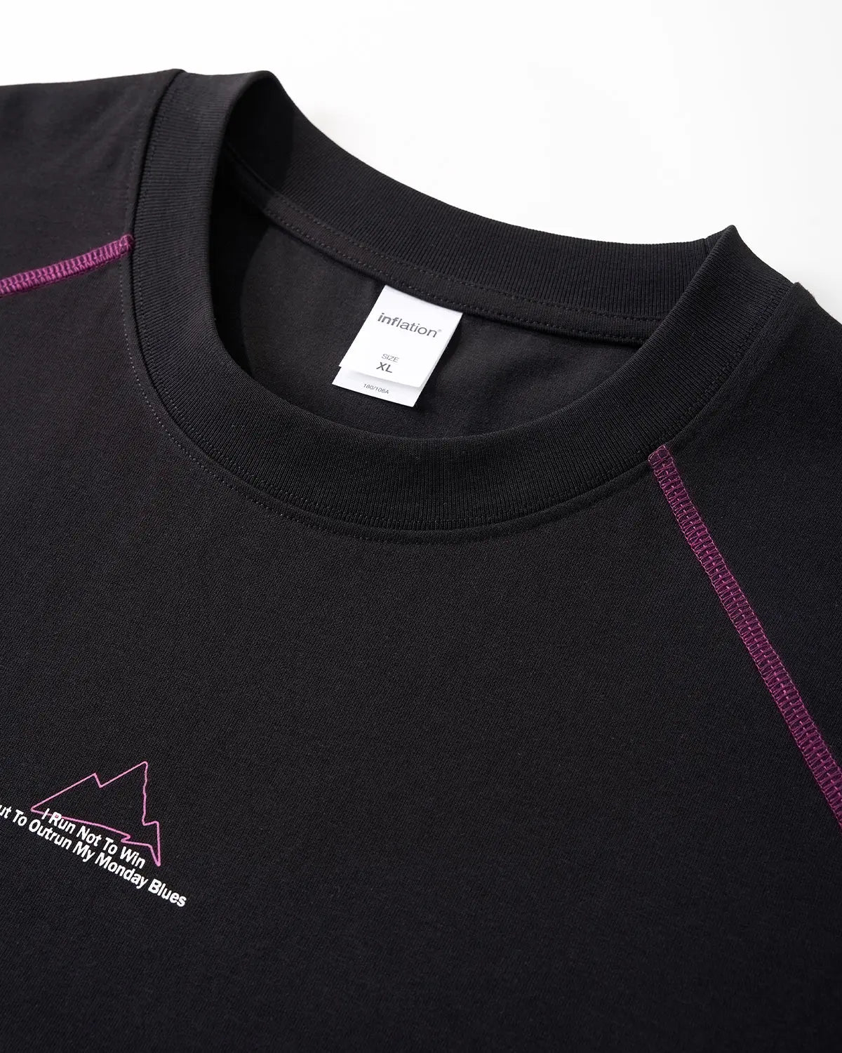 Inflation Streetwear glow-in-the-dark stitching oversized T-shirt with luminous thread design on front, casual streetwear style.
