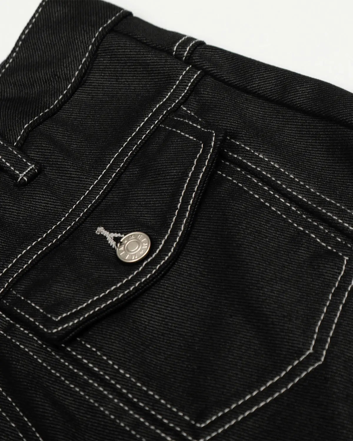 Dark blue Letter Graphic Cargo Barrel Jeans from INFLATION Streetwear with visible cargo pockets and bold letter graphic detail.