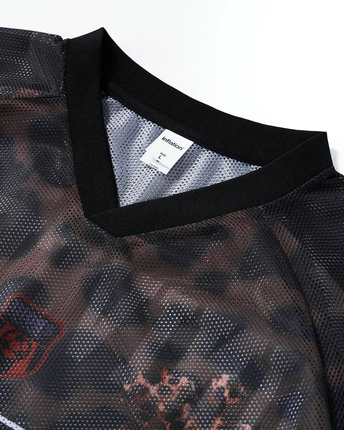 Number 23 Leopard Mesh Jersey by INFLATION featuring bold leopard print mesh fabric and streetwear style.