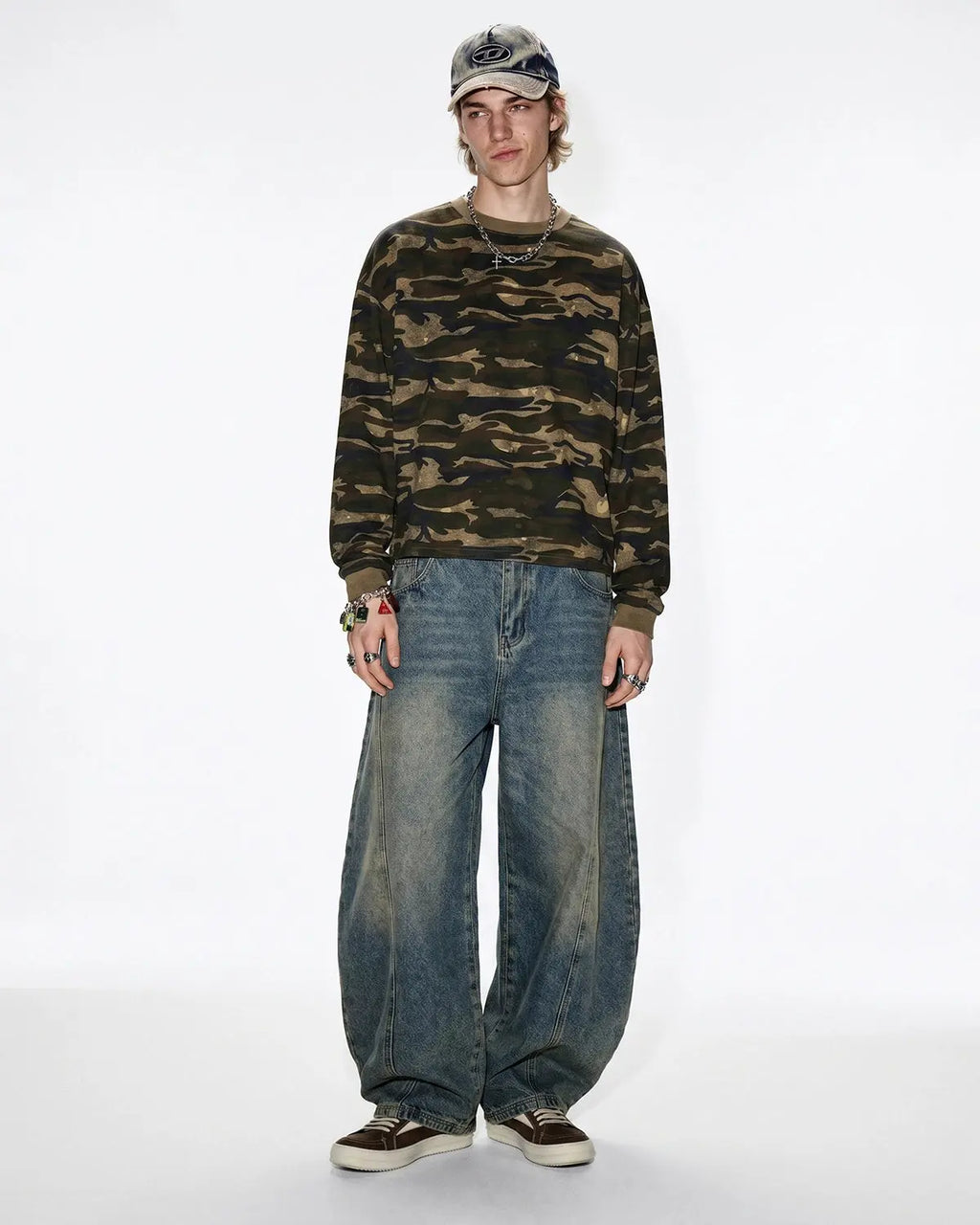 Flation Super Barrel Baggy Jeans, casual streetwear pants with a relaxed, oversized fit, shown in a light denim wash.