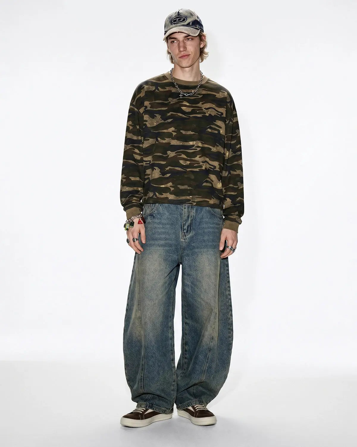 Flation Super Barrel Baggy Jeans, casual streetwear pants with a relaxed, oversized fit, shown in a light denim wash.