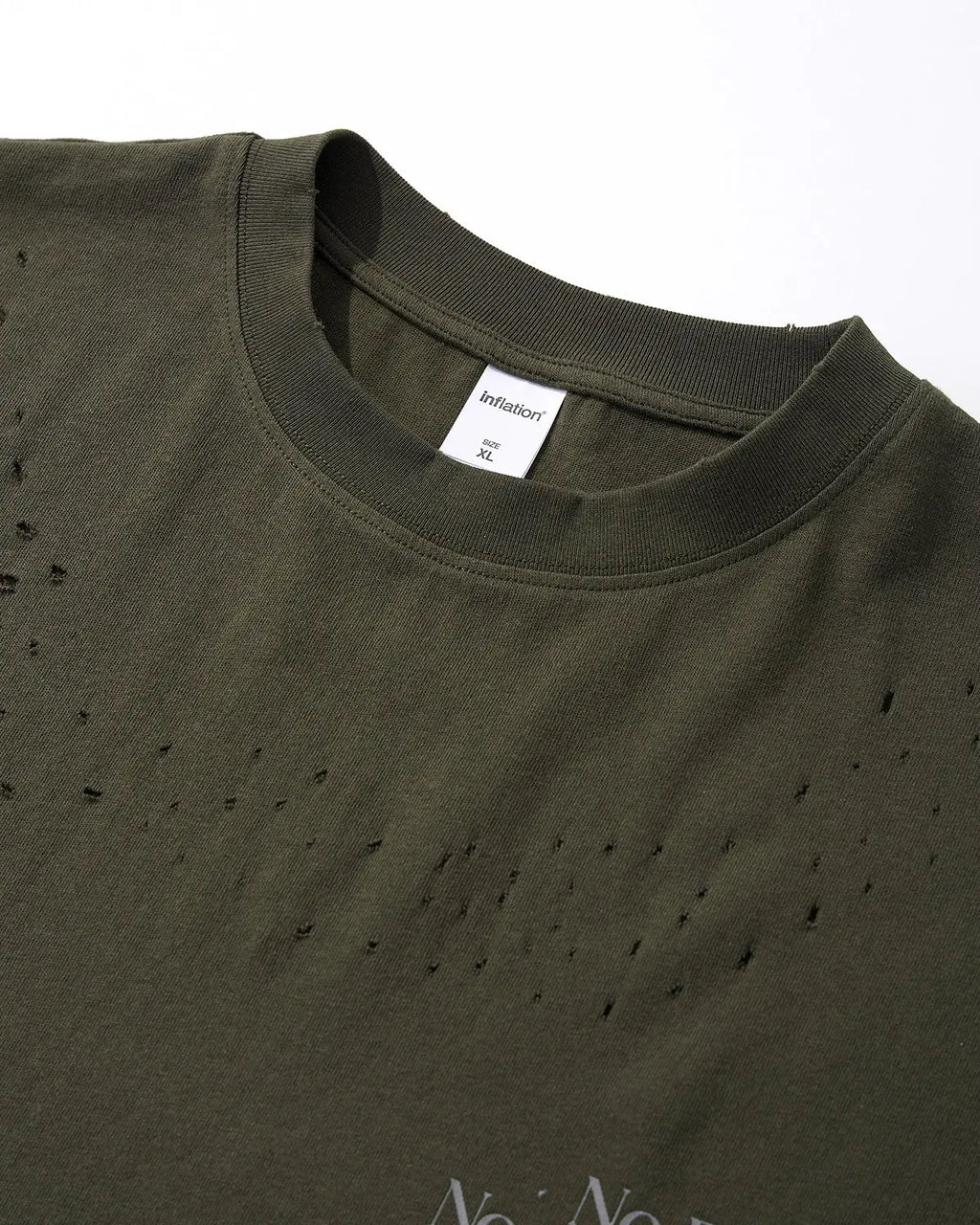 Distressed reflective washed T-shirt by INFLATION, featuring a casual streetwear style with faded and reflective design elements.