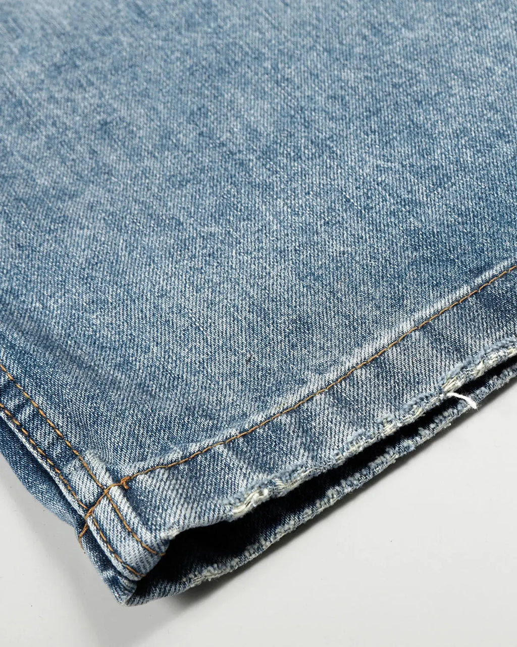 Acid Washed Whisker Clasp Barrel Jeans by INFLATION, men's streetwear pants with whisker fade and barrel leg design.
