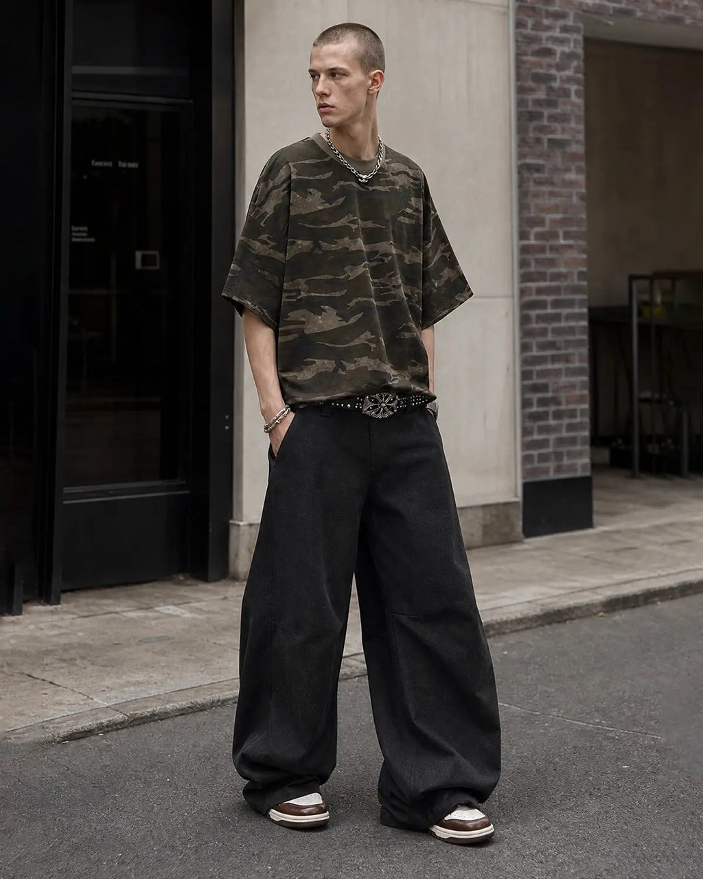 Raw Baggy Barrel Jeans by Flation Streetwear featuring loose fit, distressed denim, and a casual streetwear style.