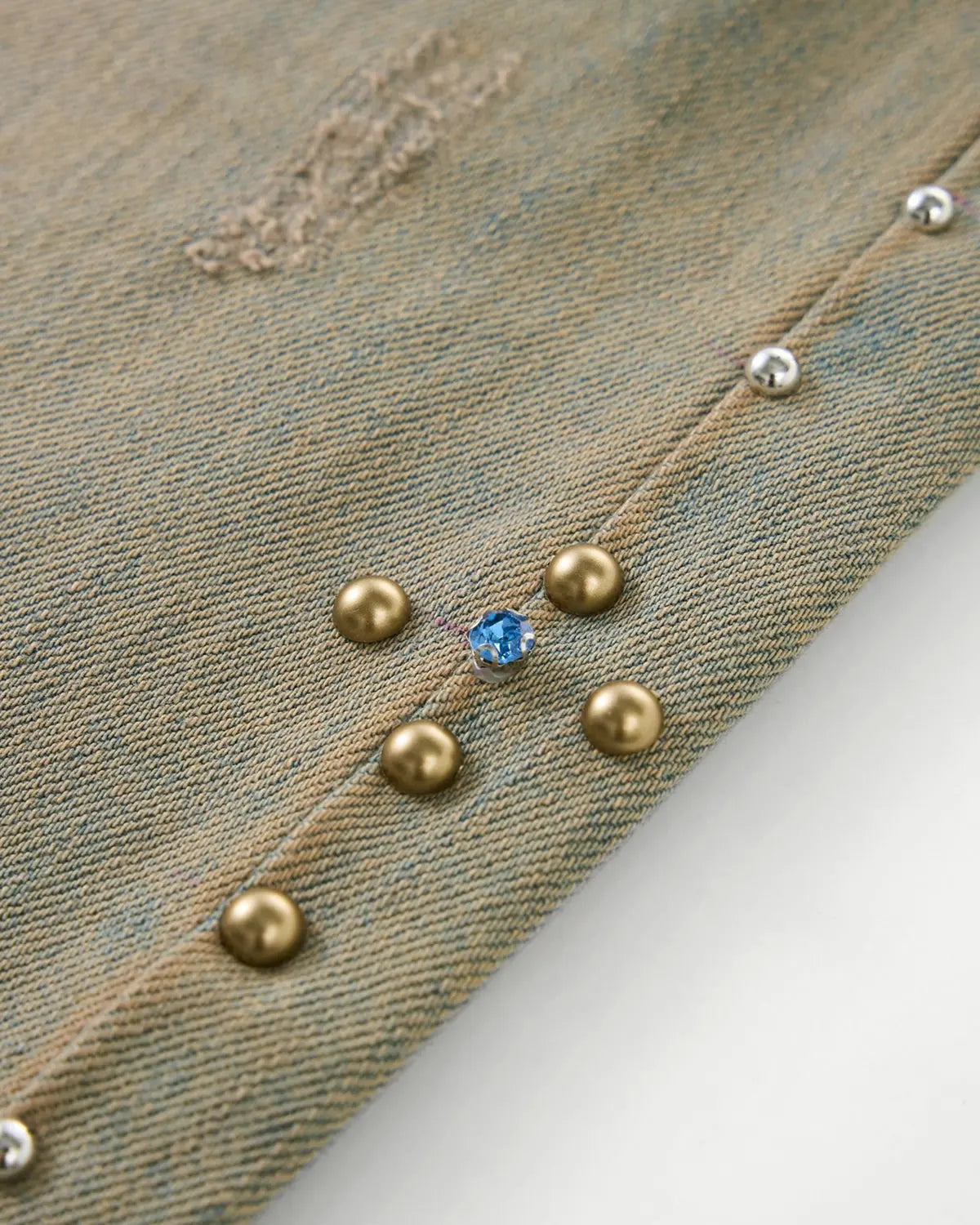 Beaded studded washed baggy jeans by INFLATION Streetwear, featuring a relaxed fit with decorative bead and stud embellishments.