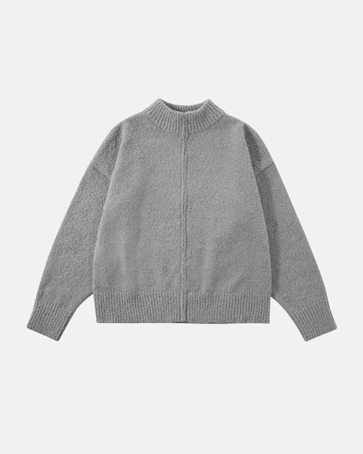 Inflation Streetwear Old Money style knitwear zip-up sweater in classic design, featuring a cozy, textured knit fabric.