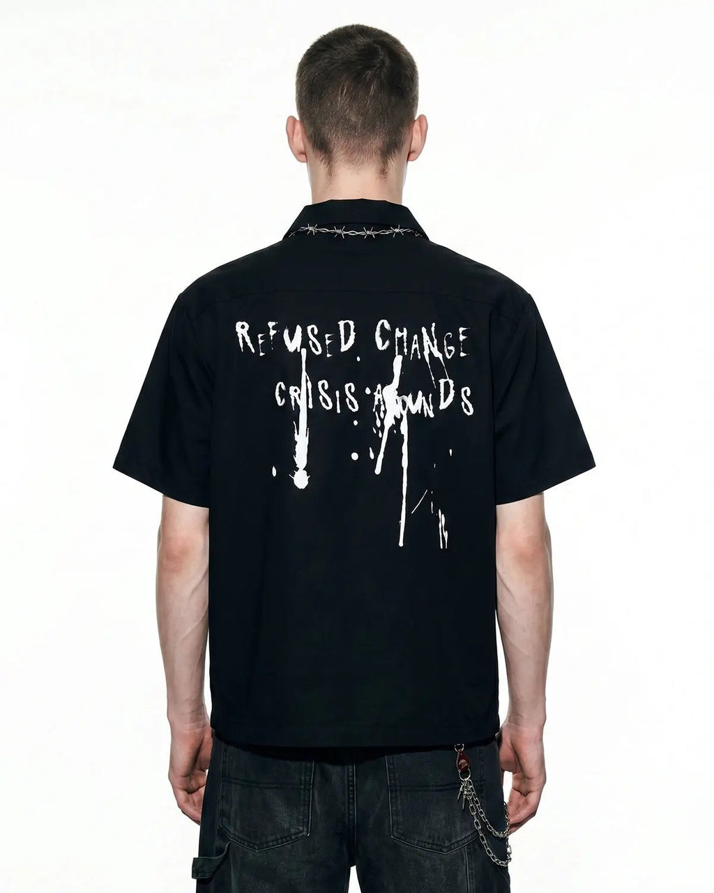 Inflation Streetwear abstract graphic print shirt featuring bold, colorful designs on a casual shirt style.