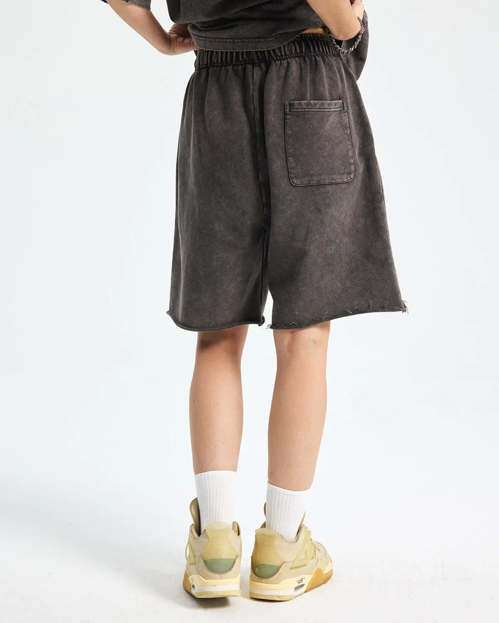 Inflation heavyweight washed sweat shorts, casual streetwear pants with a relaxed fit and distressed denim look.