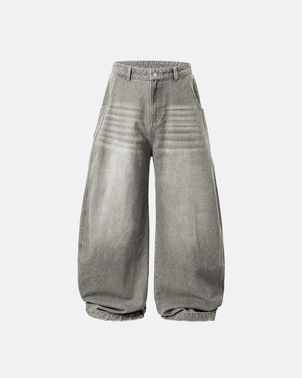 Flation Washed Barrel Baggy Jeans, relaxed fit pants with a washed denim look, featuring a loose, comfortable style and classic design.