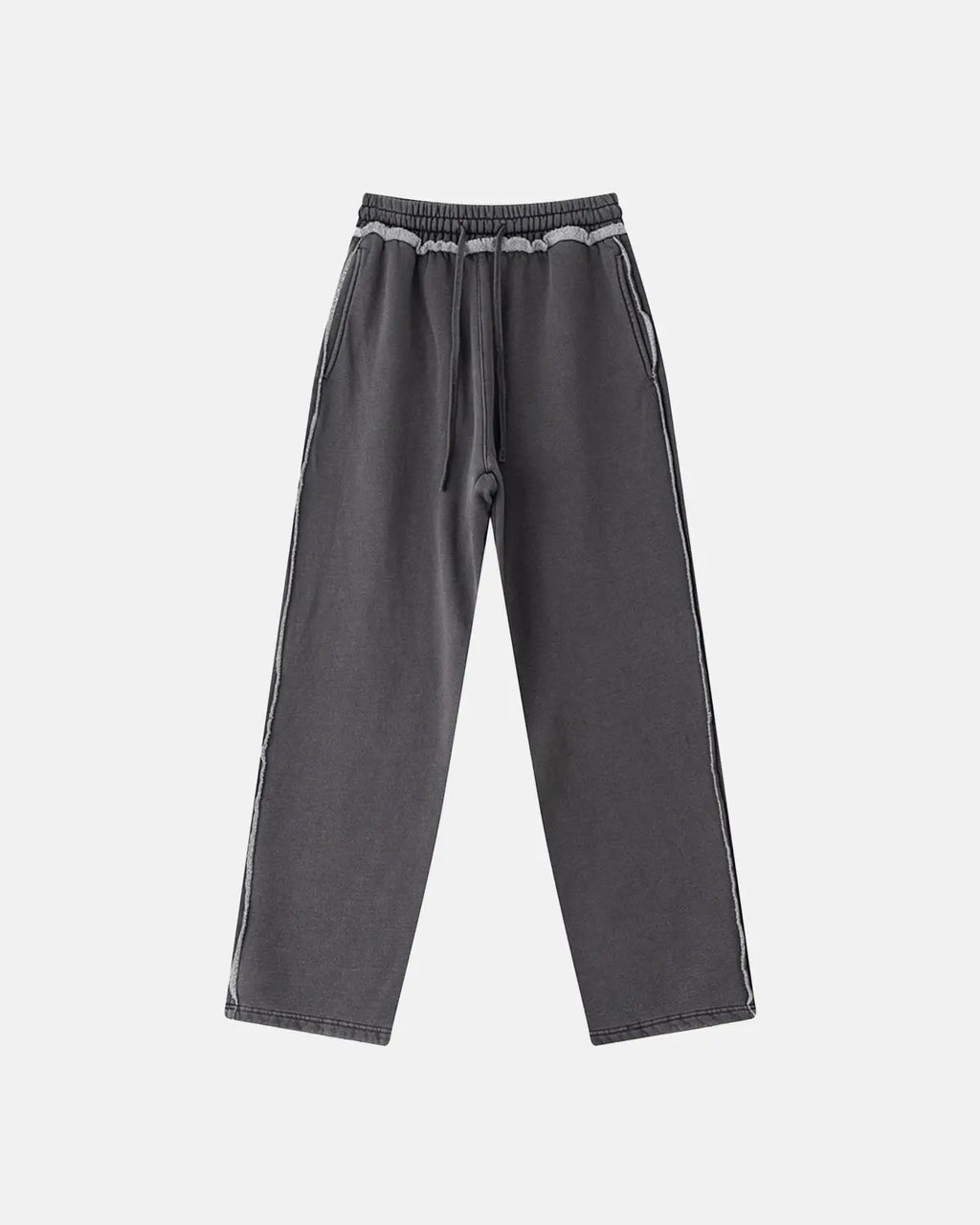 Pair of Flation Wash Patchwork Straight Leg Sweatpants in soft fabric with a relaxed fit and stylish patchwork design.
