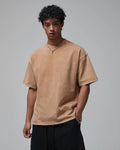 Wax washed mock neck T-shirt by INFLATION, featuring a slim fit and streetwear style in soft, textured fabric.