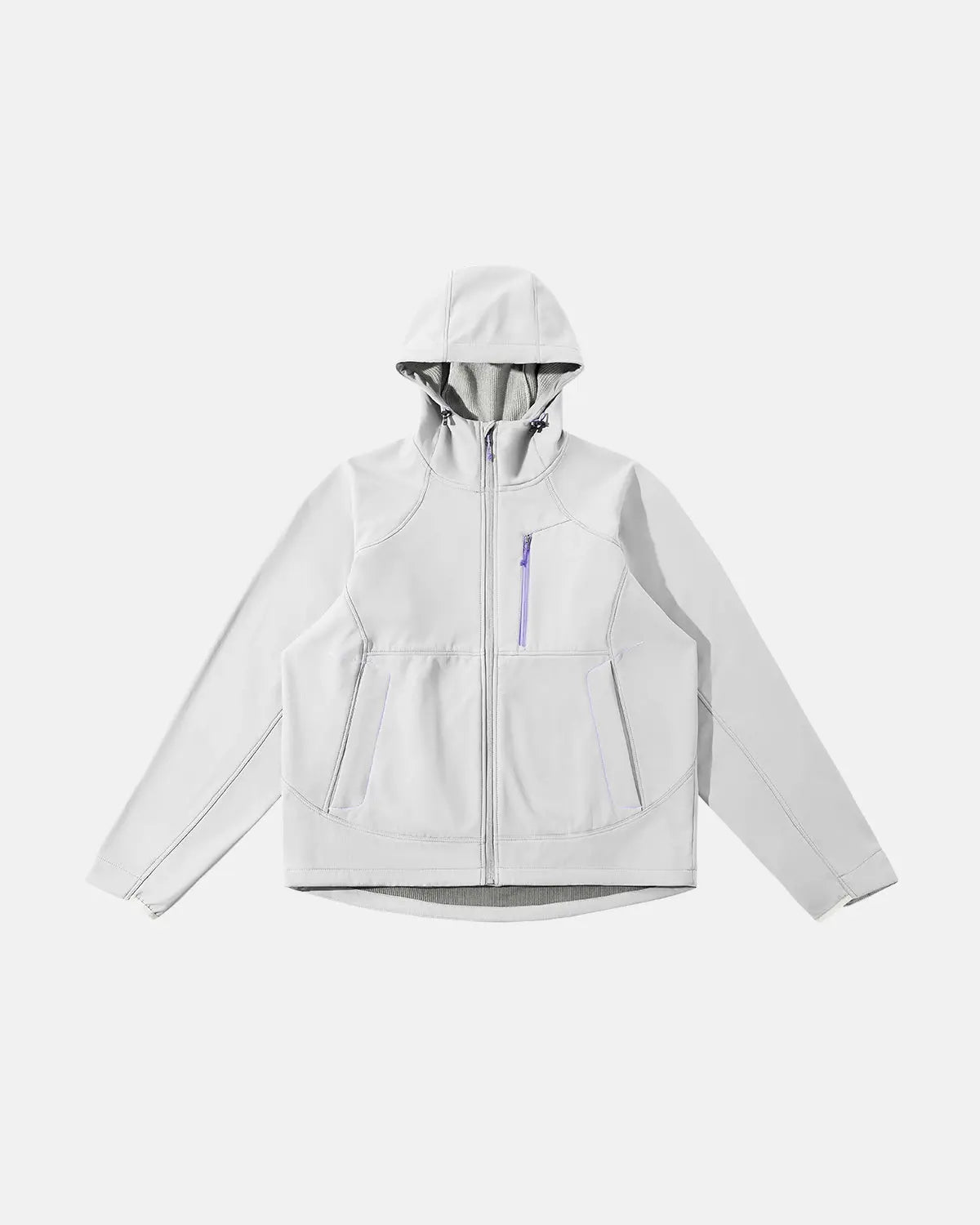 Inflation outdoor fleece-lined softshell hiking jacket with a hood, designed for warmth and outdoor adventure.
