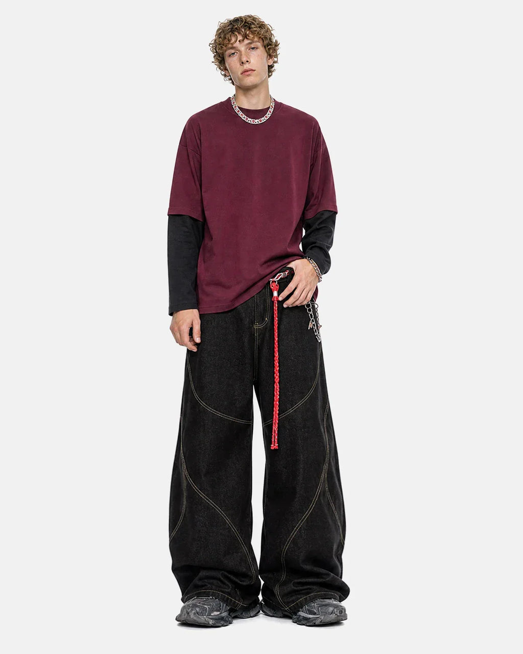Color block long sleeve T-shirt by Flation Streetwear featuring bold color blocks and a casual fit.