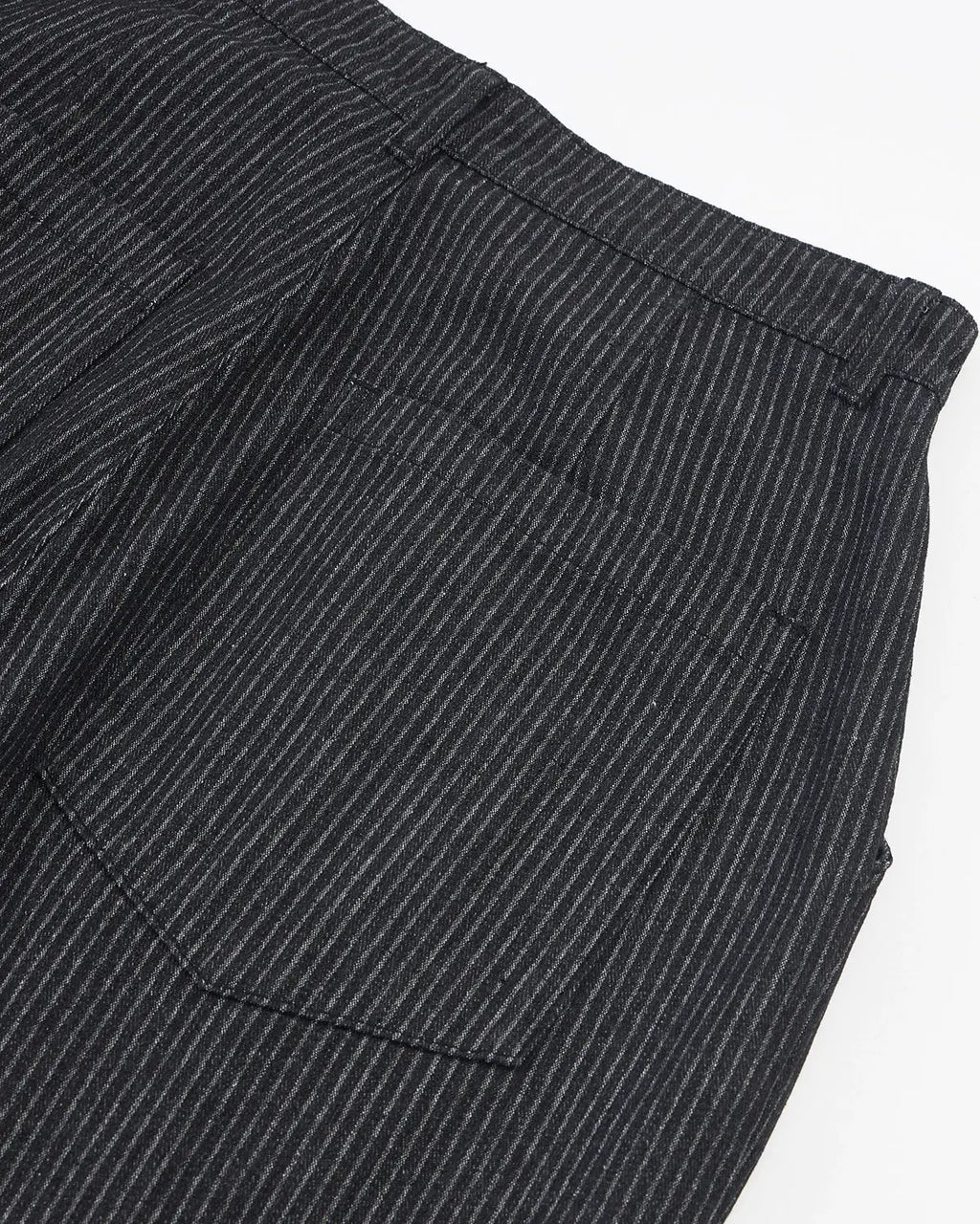 Vintage pinstripe pleated barrel jeans by INFLATION, stylish pants with a classic pinstripe pattern and relaxed fit.