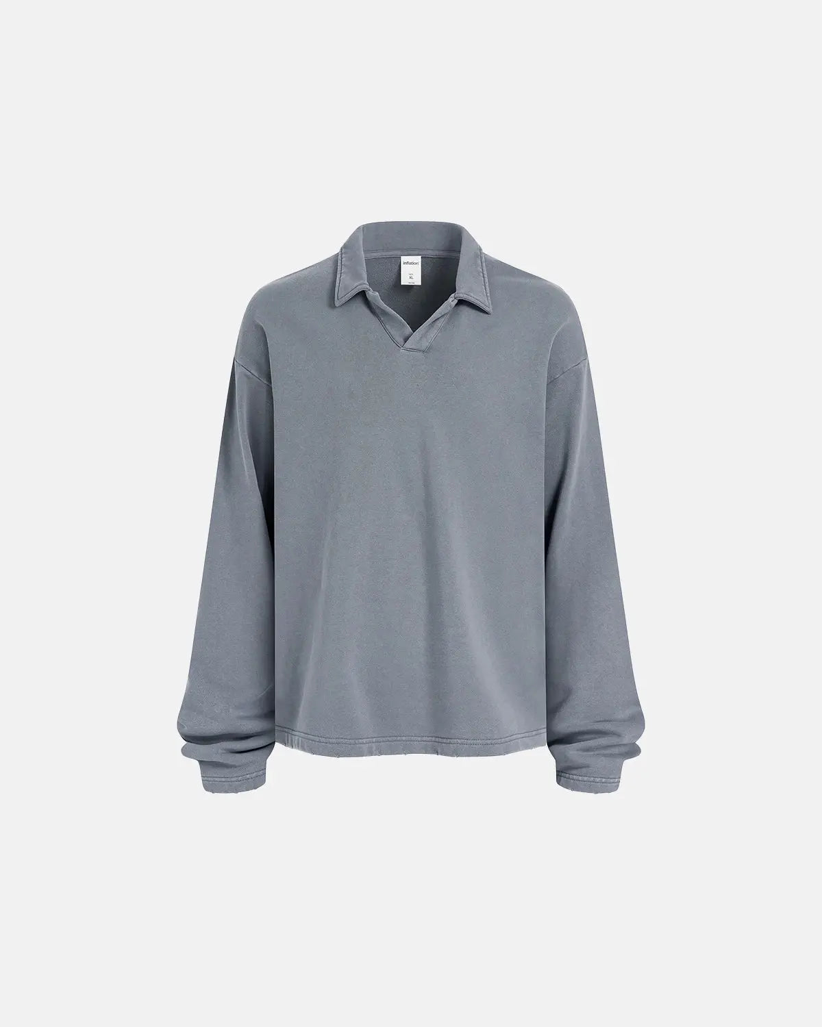 Inflation Streetwear acid wash polo shirt, casual t-shirt with a vintage-inspired look, featuring a classic collar and short sleeves.