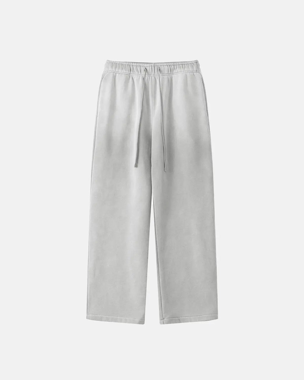 Flation Straight-Leg Acid Wash Sweatpants showing relaxed fit, light blue acid wash fabric, and casual streetwear style.