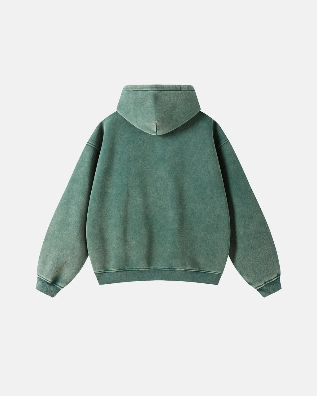 Acid washed distressed fleece zip-up hoodie by Flation Streetwear with a relaxed fit and worn-in texture.