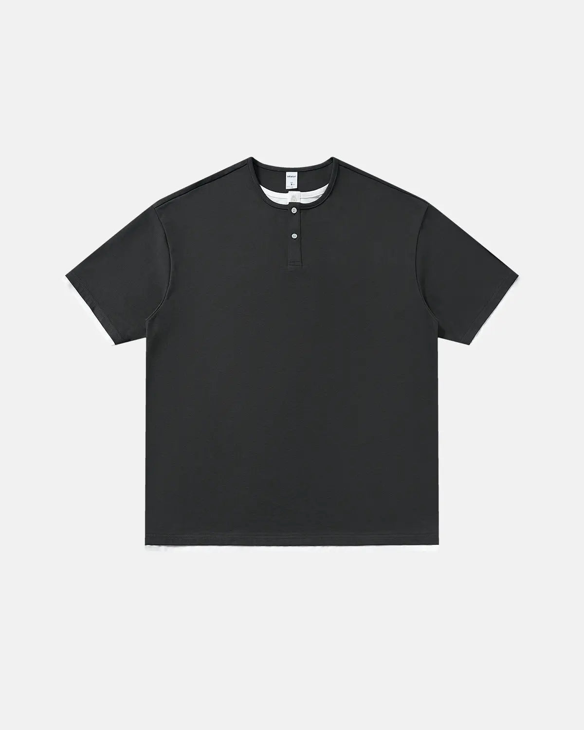 Old Money Layered Henley T-Shirt by INFLATION, casual men's shirt featuring layered design and classic Henley neckline.