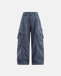Inflation streetwear baggy cargo pants with multiple pockets, relaxed fit, and rugged style, shown on a model.