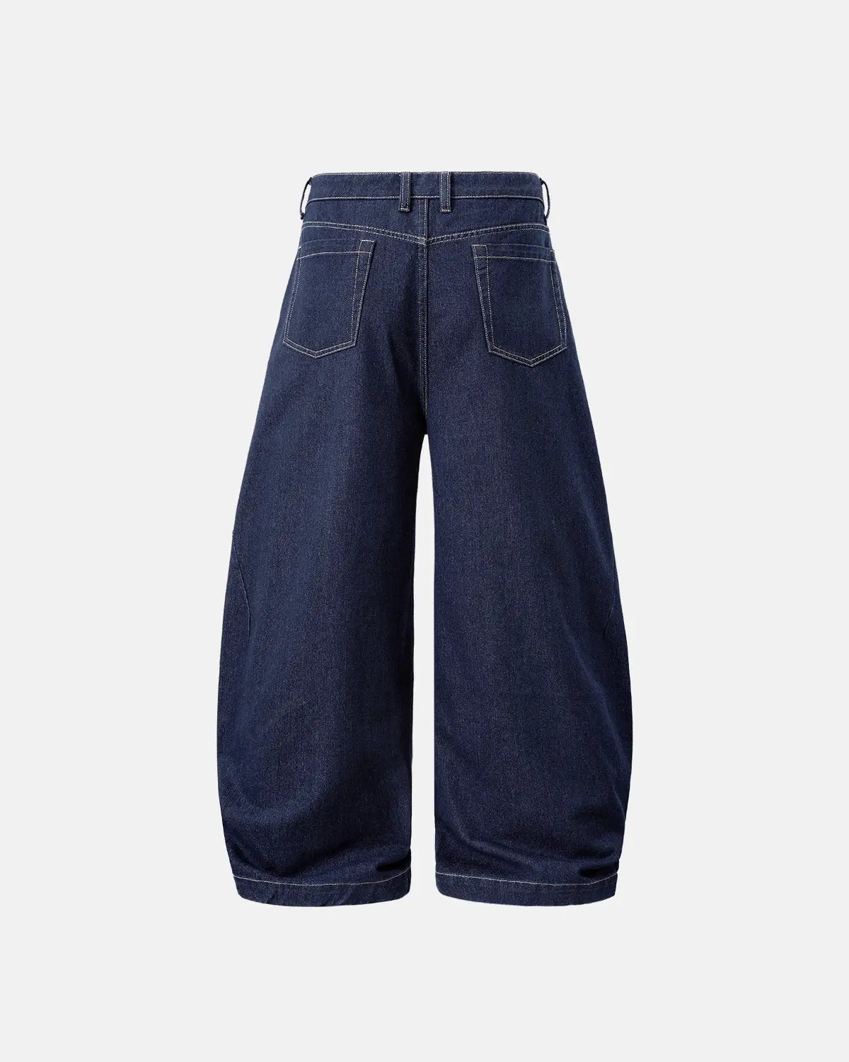 Raw washed barrel jeans pants by INFLATION Streetwear, with a relaxed fit and distressed denim details.
