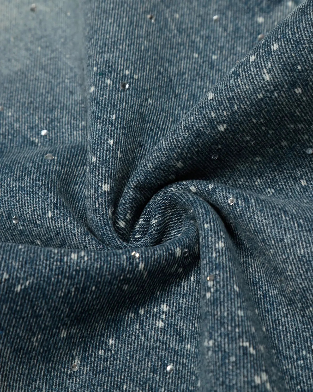 Inflation Rhinestone Straight Leg Denim Jeans showing sparkling rhinestone embellishments on the front and classic blue denim fabric.
